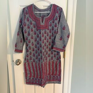 custom embroidered cotton tunic, size S
